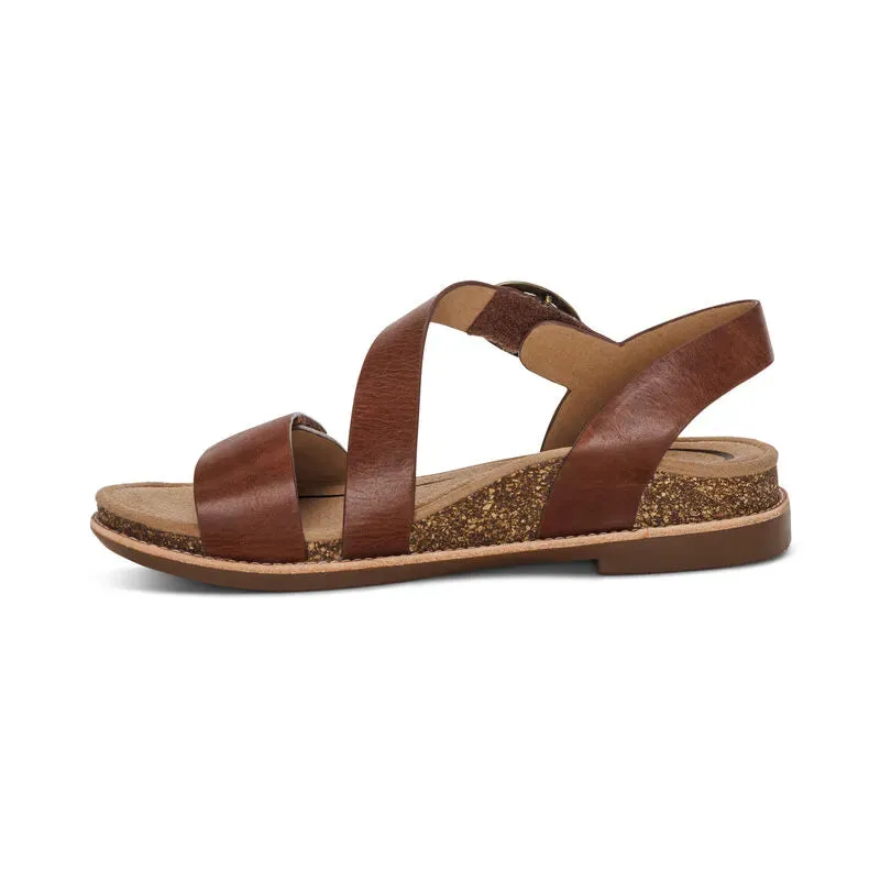Tamara Asymmetrical Quarter Strap Sandal - Walnut